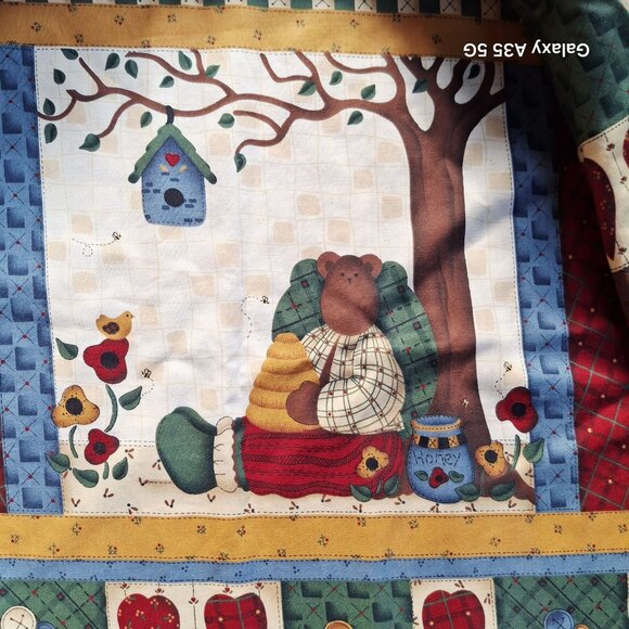 Vintage Quilted Patchwork Vest Handmade Country Bear Theme Size M Academia M - Picture 4 of 7